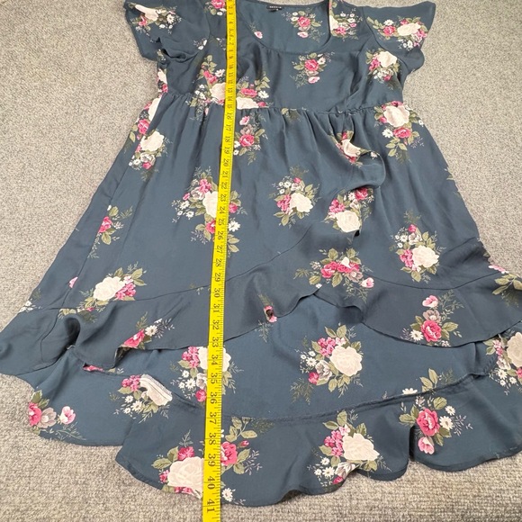 Torrid Dress Womens 12 Sheer Navy High Low Floral Ruffled Boho Cottage Fairy - Picture 3 of 13